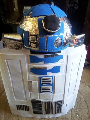 R2D2 Foil Box Costume Make an R2D2 costume out of a cardboard box